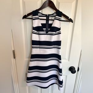 navy and white dress